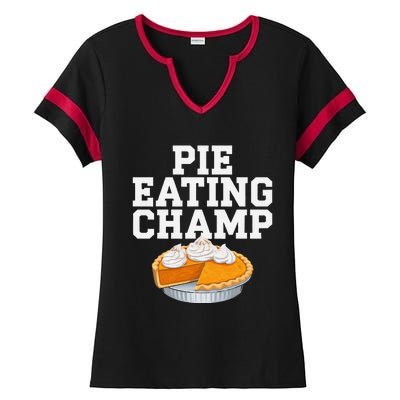 Pie Eating Contest Champion Thanksgiving Foodie Gift Ladies Halftime Notch Neck Tee