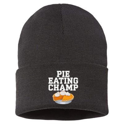 Pie Eating Contest Champion Thanksgiving Foodie Gift Sustainable Knit Beanie