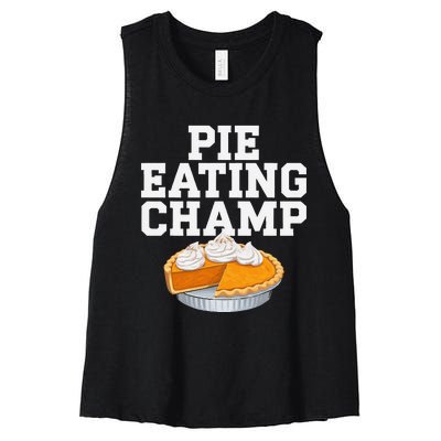 Pie Eating Contest Champion Thanksgiving Foodie Gift Women's Racerback Cropped Tank