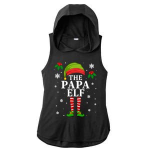 Papa Elf Christmas Matching Family Father Christmas Pajama Gift Ladies PosiCharge Tri-Blend Wicking Draft Hoodie Tank