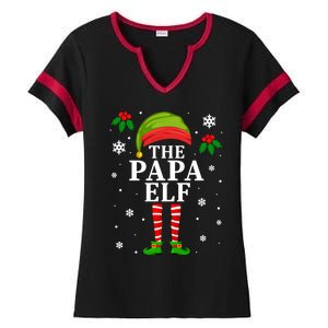 Papa Elf Christmas Matching Family Father Christmas Pajama Gift Ladies Halftime Notch Neck Tee