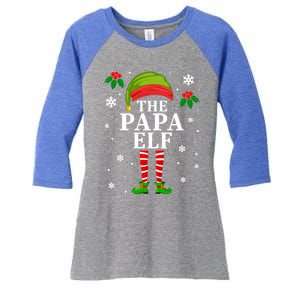 Papa Elf Christmas Matching Family Father Christmas Pajama Gift Women's Tri-Blend 3/4-Sleeve Raglan Shirt