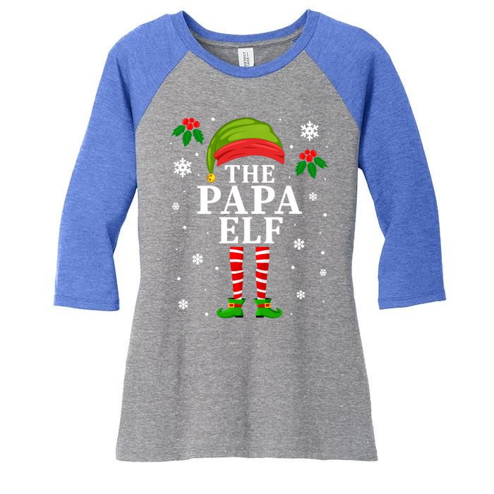 Papa Elf Christmas Matching Family Father Christmas Pajama Gift Women's Tri-Blend 3/4-Sleeve Raglan Shirt