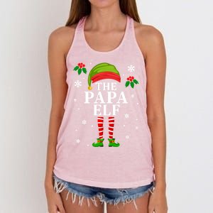 Papa Elf Christmas Matching Family Father Christmas Pajama Gift Women's Knotted Racerback Tank