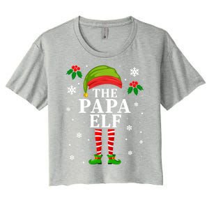 Papa Elf Christmas Matching Family Father Christmas Pajama Gift Women's Crop Top Tee