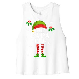 Papa Elf Christmas Matching Family Father Christmas Pajama Gift Women's Racerback Cropped Tank