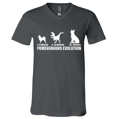 Pomeranians Evolution Design For A Pomeranian Owner V-Neck T-Shirt