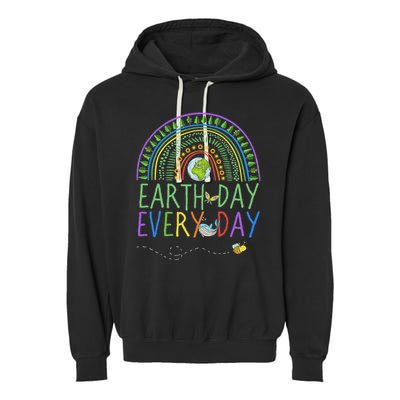 Pretty Earth Day Every Day Rainbow With Trees Earth Day Garment-Dyed Fleece Hoodie