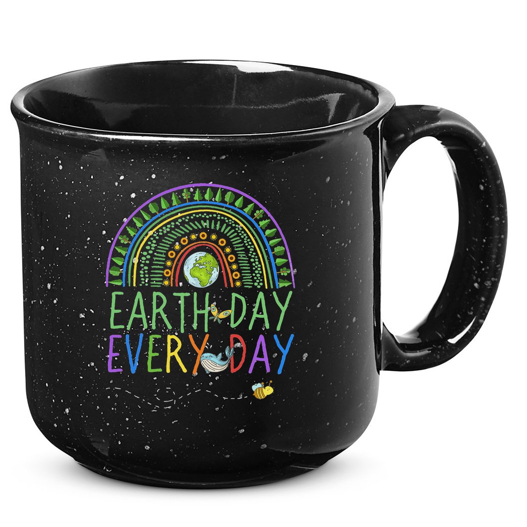 Pretty Earth Day Every Day Rainbow With Trees Earth Day 15oz Campfire Ceramic Mug