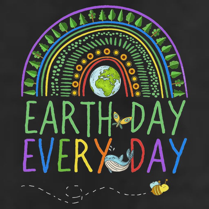 Pretty Earth Day Every Day Rainbow With Trees Earth Day Crop Fleece Hoodie