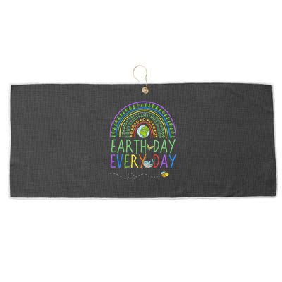 Pretty Earth Day Every Day Rainbow With Trees Earth Day Large Microfiber Waffle Golf Towel