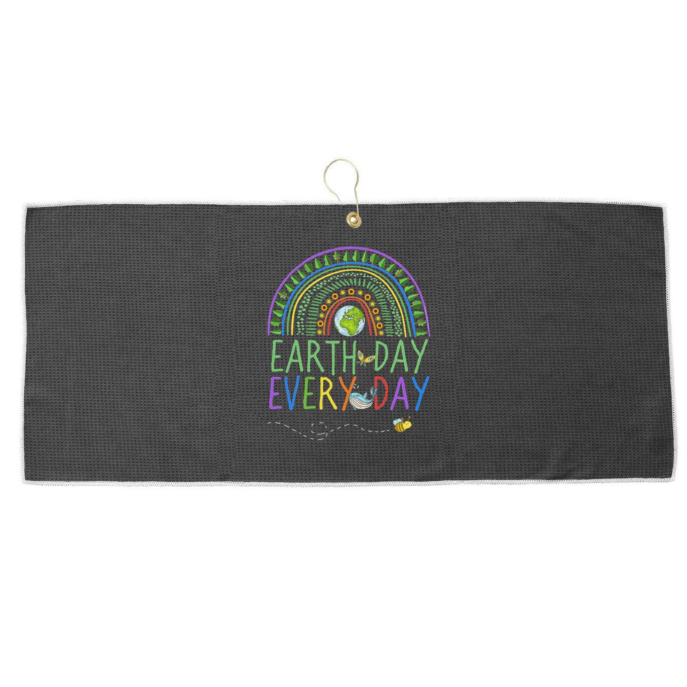 Pretty Earth Day Every Day Rainbow With Trees Earth Day Large Microfiber Waffle Golf Towel