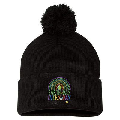 Pretty Earth Day Every Day Rainbow With Trees Earth Day Pom Pom 12in Knit Beanie
