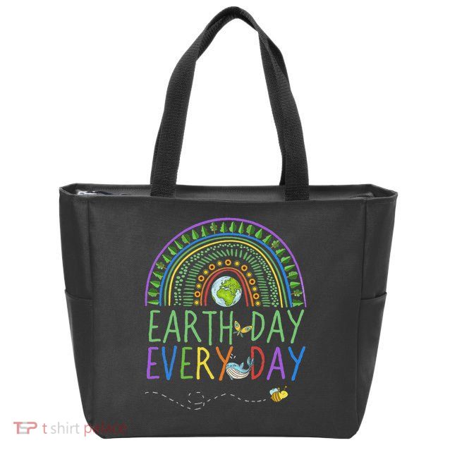 Pretty Earth Day Every Day Rainbow With Trees Earth Day Zip Tote Bag