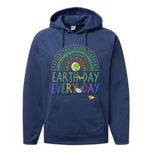 Pretty Earth Day Every Day Rainbow With Trees Earth Day Performance Fleece Hoodie