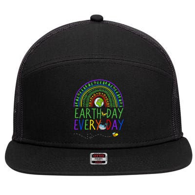 Pretty Earth Day Every Day Rainbow With Trees Earth Day 7 Panel Mesh Trucker Snapback Hat