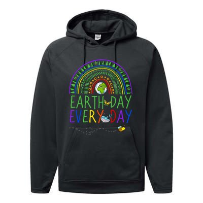 Pretty Earth Day Every Day Rainbow With Trees Earth Day Performance Fleece Hoodie