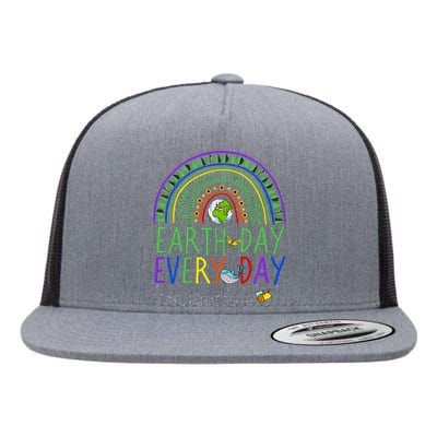 Pretty Earth Day Every Day Rainbow With Trees Earth Day Flat Bill Trucker Hat