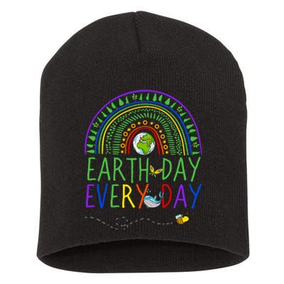 Pretty Earth Day Every Day Rainbow With Trees Earth Day Short Acrylic Beanie