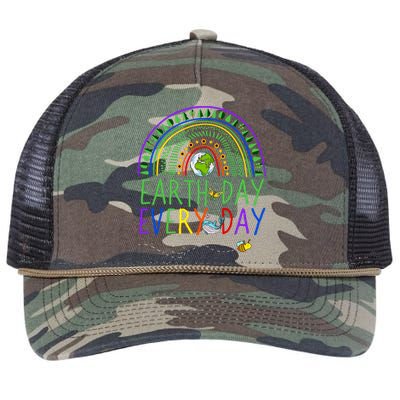 Pretty Earth Day Every Day Rainbow With Trees Earth Day Retro Rope Trucker Hat Cap