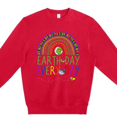 Pretty Earth Day Every Day Rainbow With Trees Earth Day Premium Crewneck Sweatshirt