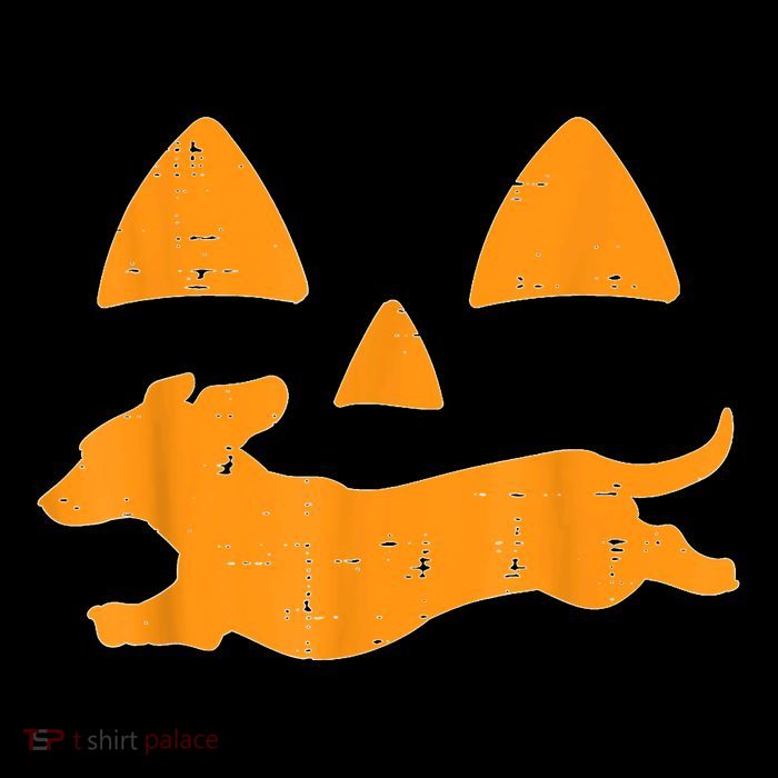 Pumpkin Eyes Dachshund Funny Halloween Jack O Lantern Dog T-Shirt