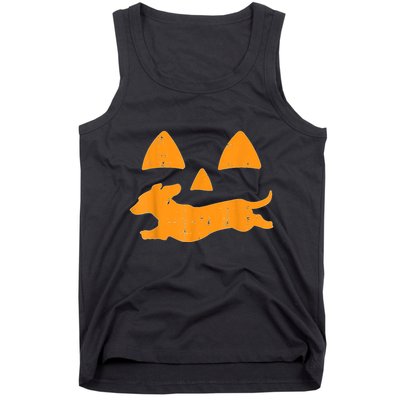 Pumpkin Eyes Dachshund Funny Halloween Jack O Lantern Dog Tank Top