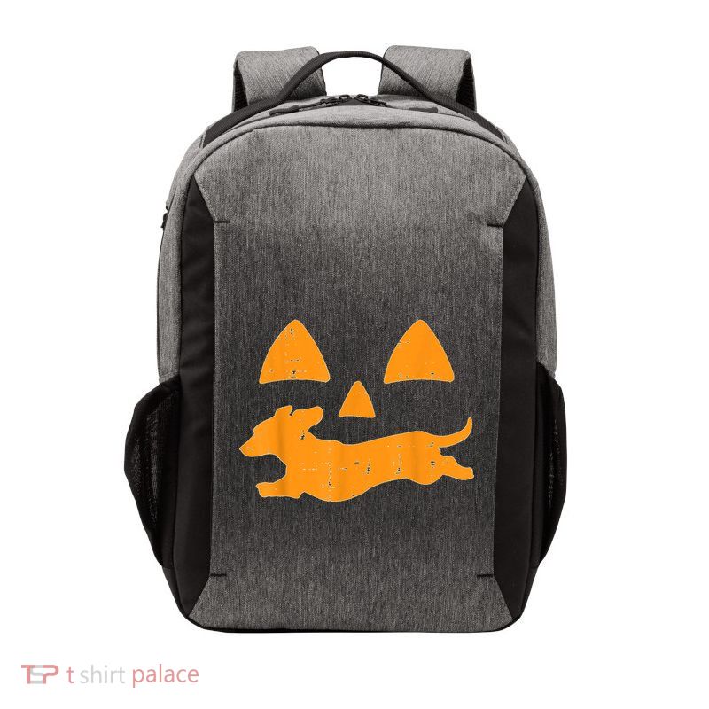 Pumpkin Eyes Dachshund Funny Halloween Jack O Lantern Dog Vector Backpack