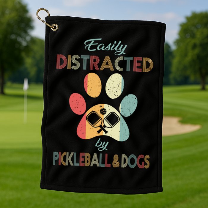 Pickleball Easily Distracted Golf Towel