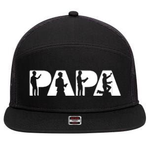 Papa Engineer Dad Funny Dad Engineer Papa Father Gift 7 Panel Mesh Trucker Snapback Hat