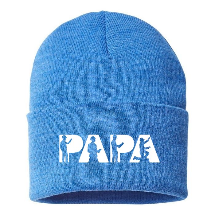 Papa Engineer Dad Funny Dad Engineer Papa Father Gift Sustainable Knit Beanie