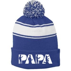 Papa Engineer Dad Funny Dad Engineer Papa Father Gift Stripe Pom Pom Beanie