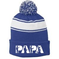 Papa Engineer Dad Funny Dad Engineer Papa Father Gift Stripe Pom Pom Beanie