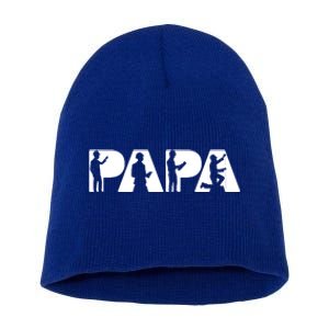 Papa Engineer Dad Funny Dad Engineer Papa Father Gift Short Acrylic Beanie