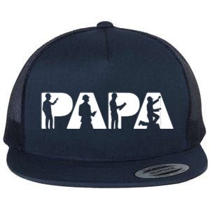 Papa Engineer Dad Funny Dad Engineer Papa Father Gift Flat Bill Trucker Hat