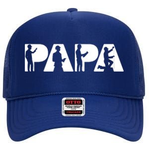 Papa Engineer Dad Funny Dad Engineer Papa Father Gift High Crown Mesh Back Trucker Hat