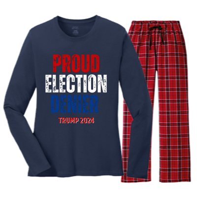 Proud Election Denier GOP Ultra Maga Proud Republican Trump Women's Long Sleeve Flannel Pajama Set 