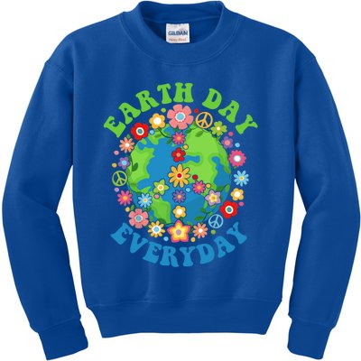 Peace Earth Day Everyday 60s 70s Hippie Retro Environt Gift Kids Sweatshirt