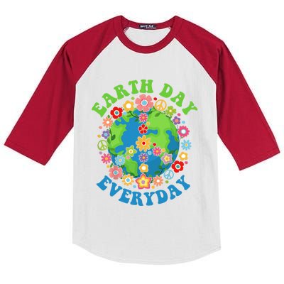 Peace Earth Day Everyday 60s 70s Hippie Retro Environt Gift Kids Colorblock Raglan Jersey