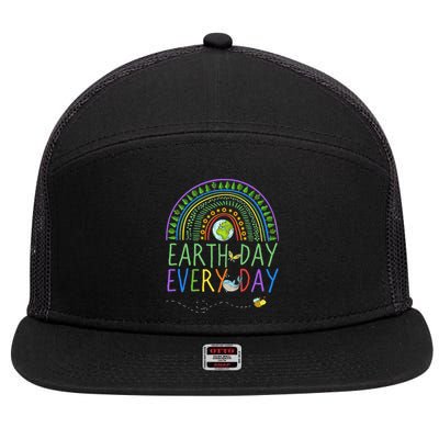 Pretty Earth Day Every Day Rainbow with Trees Earth Day 7 Panel Mesh Trucker Snapback Hat