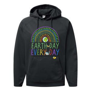 Pretty Earth Day Every Day Rainbow with Trees Earth Day Performance Fleece Hoodie