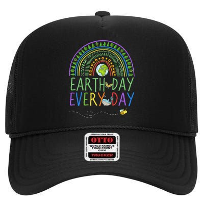 Pretty Earth Day Every Day Rainbow with Trees Earth Day High Crown Mesh Back Trucker Hat