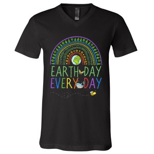 Pretty Earth Day Every Day Rainbow with Trees Earth Day V-Neck T-Shirt