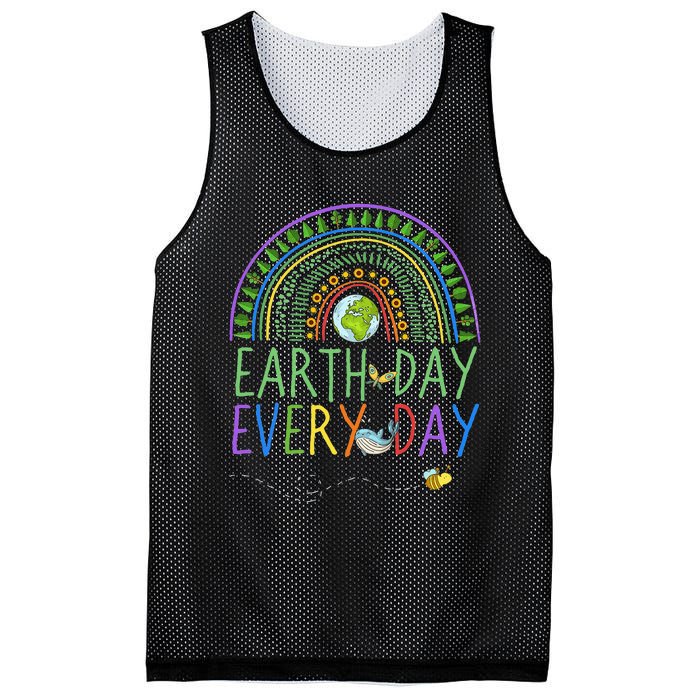 Pretty Earth Day Every Day Rainbow with Trees Earth Day Mesh Reversible Basketball Jersey Tank