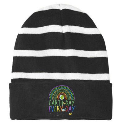 Pretty Earth Day Every Day Rainbow with Trees Earth Day Striped Beanie with Solid Band