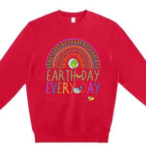 Pretty Earth Day Every Day Rainbow with Trees Earth Day Premium Crewneck Sweatshirt