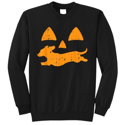 Pumpkin Eyes Dachshund Funny Halloween Jack O Lantern Dog Sweatshirt