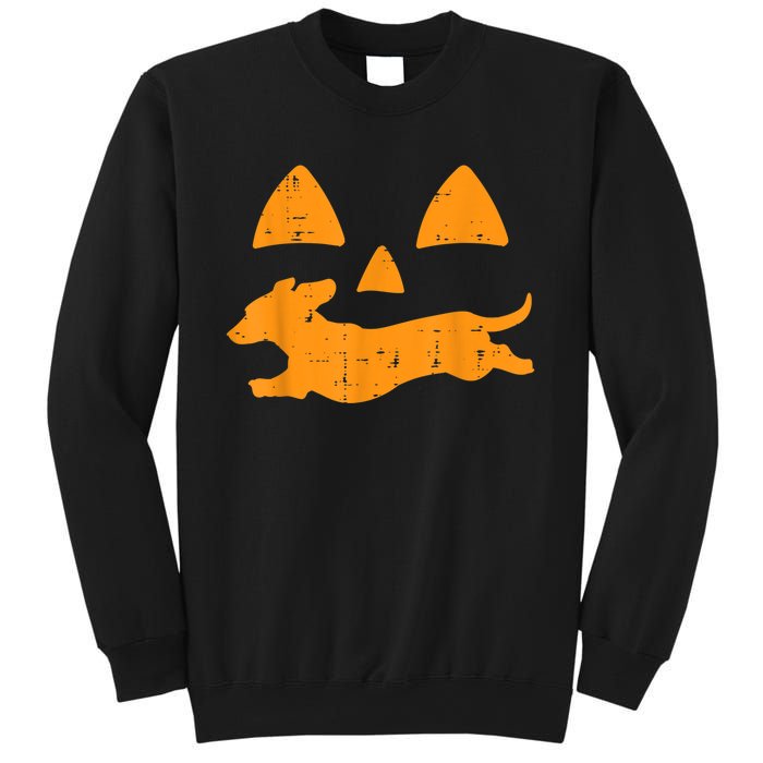 Pumpkin Eyes Dachshund Funny Halloween Jack O Lantern Dog Sweatshirt