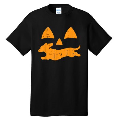 Pumpkin Eyes Dachshund Funny Halloween Jack O Lantern Dog Tall T-Shirt