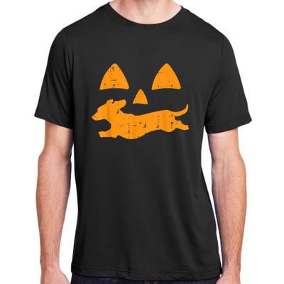 Pumpkin Eyes Dachshund Funny Halloween Jack O Lantern Dog Adult ChromaSoft Performance T-Shirt